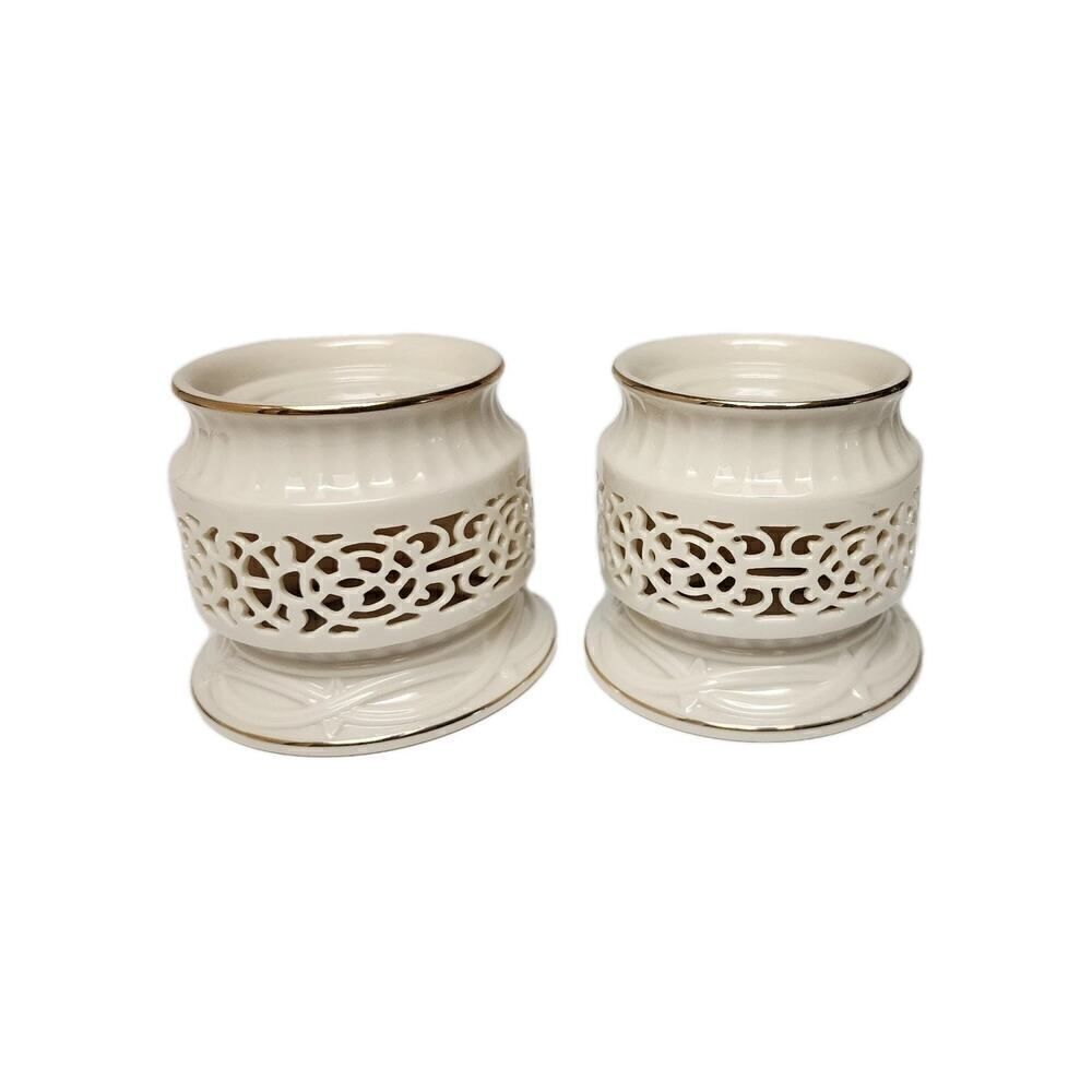 LENOX Illuminations Collection Votive Candle Holder W/ Gold Trim Without Globe
